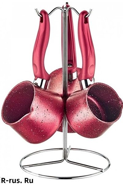 OMS طقم وعاء قهوة جرانيت 3227 أحمر