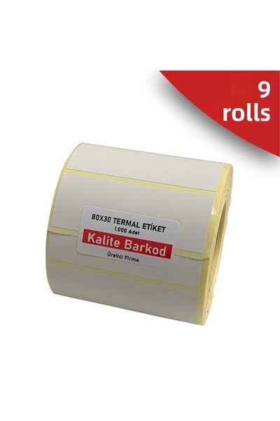 Kalite Barkod ملصق حراري 80x30| 6 لفات من ملصقات الباركود