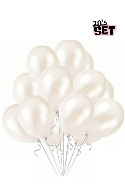 Bunloon 20-Piece Metallic White Balloon Set for Birthday Decorations