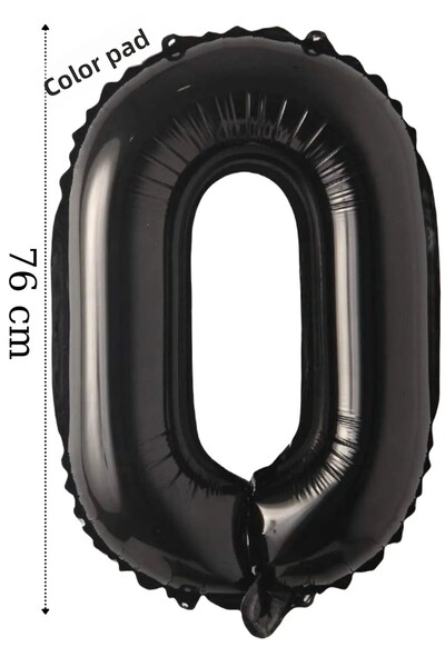 renk party Foil Balloon 0 Number Helium Balloon 76 cm Black Color - 0 Age Bal...