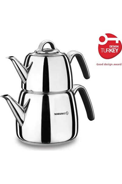 KORKMAZ Vertex Black Teapot Set = Original Product