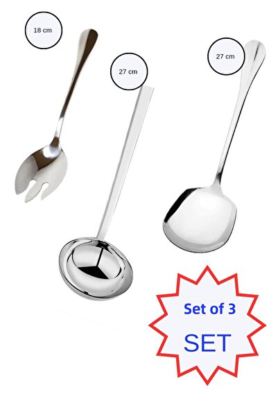BRE HOME Set of 3 Serving Spoon/Fork/Spoke, Stainless Steel