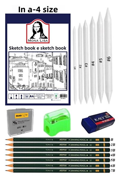Artlantis Caiet de schițe A4 50 de coli Set de desen cu creion de culoare Cre...