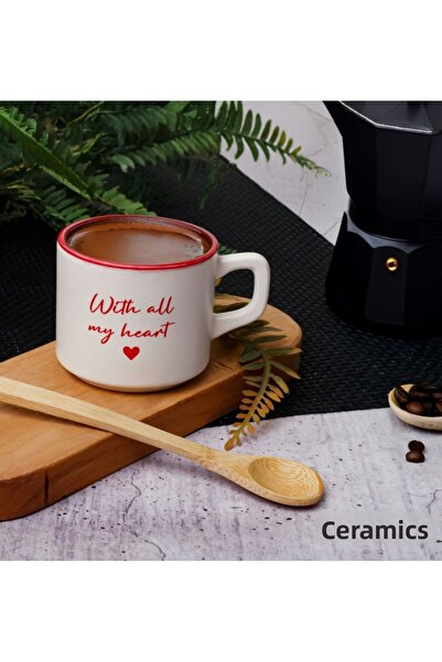 Demet Çeyiz Aksesuar 08 cm Red My Heart Tea Cup 2 Pcs