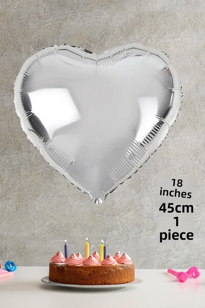 PEKSHOP Silver Heart Foil Balloon Shiny Heart Balloon 18" 45cm