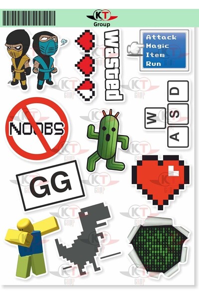 KT Decor مجموعة من 2 ملصق PVC تحت عنوان اللعبة - للهاتف، الكمبيوتر اللوحي، الكمبيوتر المحمول، الكمبيوتر المحمول، دفتر الملاحظات، جدول الأعمال