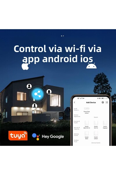 NPO FGTCM009 مفتاح كهربائي ذكي يعمل باللمس واي فاي TUYA - أبيض