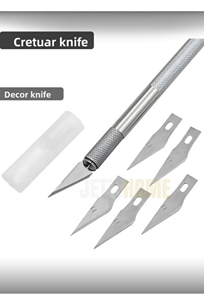 Jet's Home Cake Decorating Knife Kretuar Decorating Knife Aluminum Handle Engraving Knife with Spare Head 14.5 cm