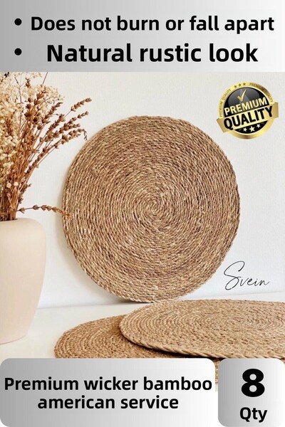Svein 8 τεμαχίων Premium στρογγυλό ψάθινο μπαμπού American Service Πλεκτό Sup...