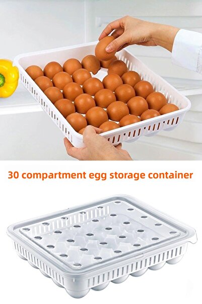 Alamut Home 30 Pieces Egg Storage Container Sterile Egg Cup with Lid Egg Organizer