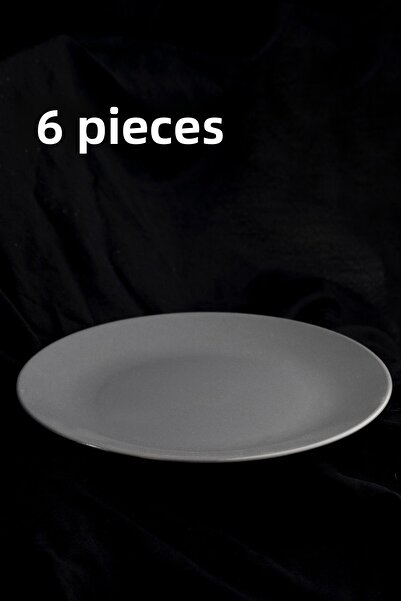 Countra Aegean Serving - Dining and Presentation Plate 26 cm 6 Pieces Ceramic Multi-Purpose Plate (Grey)