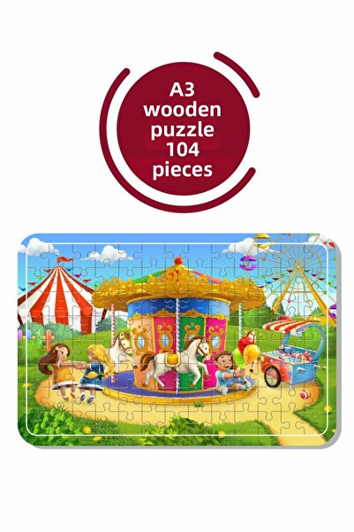 Baskı Atölyesi لغز خشبي دائري A3 مكون من 104 قطعة