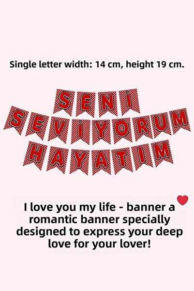 Baloncu Dede 20 Red Heart Balloons 20 Candles I Love You My Life Written Banner Helium Compatible Valentine's Day