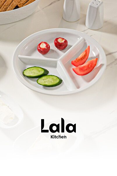 Lala Mutfak Gözde 3 Compartment Service Plate – Breakage Resistant (Ø 23 cm)
