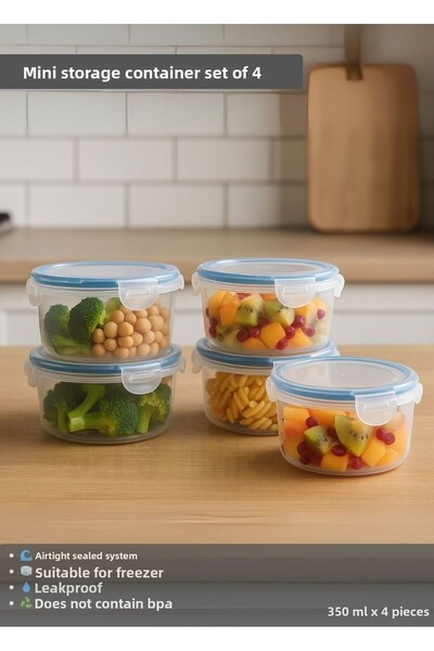 Jet's Home Mini Food Storage Container Set of 4 Bpa Free Food Box Bpa Free Airtight 350 ml
