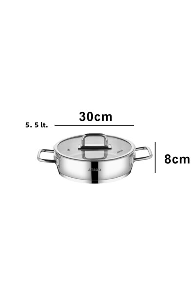 Amboss Nova Stainless Steel Glass Lid Oblate Pot 30X8 cm