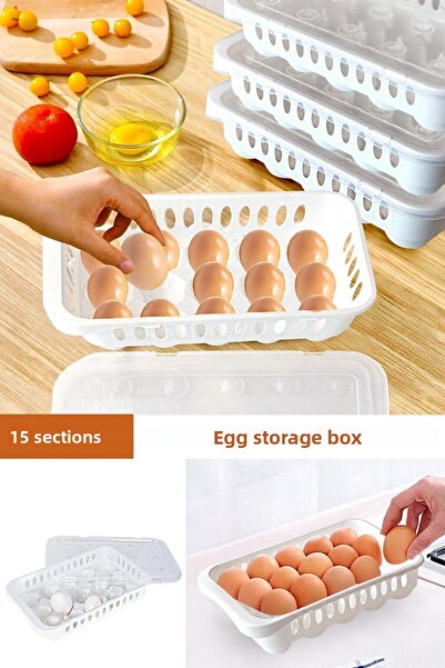 Alamut Home Egg Storage Container Organizer with Lid 15 Pieces