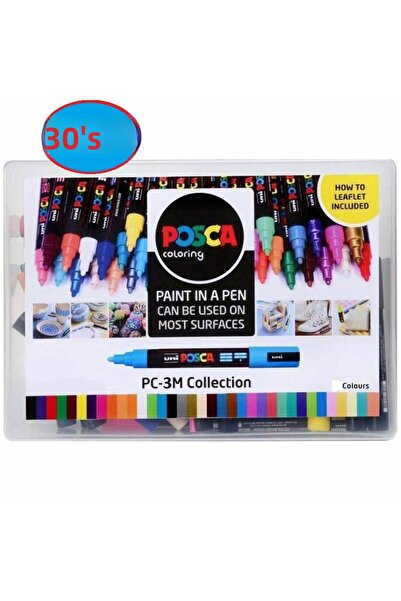 Uni Posca Set of 30 - 0.9-1.3mm Marker, Pc-3m (3m)