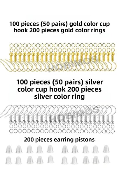 Hobimos Set de cercei 2 culori 800 buc - cârlig, piston și cerc
