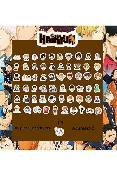 Akumastik هايكيو!مجموعة ملصقات 60 قطعة - ملصق أنمي - ملصق لامع