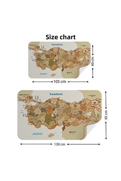 Harita Sepeti Educational and Tutorial Detailed Decorative Neighbor Turkey Map Wall Sticker-3847