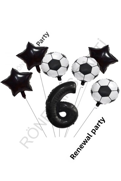 Generic Brand Star Number Football Ball Patterned Foil Balloon Set Age 6