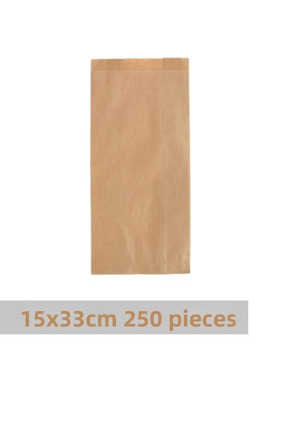 OLİ Art 15x33cm Kraft Closed Paper Bag - 250 Pieces Side Gusset Packaging Gift Package