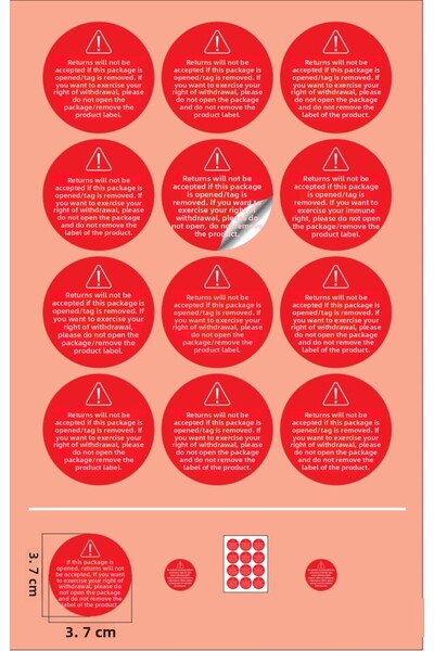 EcoNest Hygiene Label Sticker Artistic Round Food-Red Cayma Right Label (3,7X...