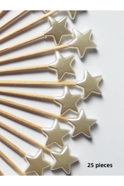 Tasarı Mağazası 25 قطعة من أعواد الأسنان المزخرفة على شكل نجمة اللؤلؤ مقاس 6....