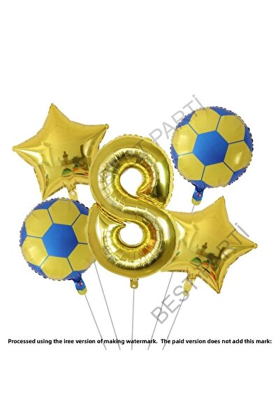 BEST PARTİ DOĞUM GÜNÜ PARTİ SÜSLERİ Yellow Navy Blue Football Ball Foil Ballo...