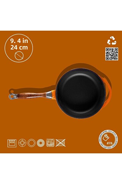 Lava Cast Round Frying Pan Cast Iron Detach - Plug in Wooden Handle Diameter(Ø)24cm