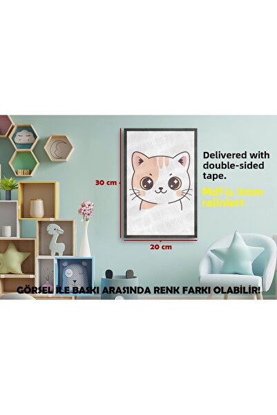 Borambalaj Tablou MDF cu aspect de cadru cu design de pisică pentru camera co...