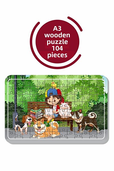 Baskı Atölyesi أحجية مكونة من 104 قطعة من Cute Animals And Me مقاس A3، لعبة، منشار قطع