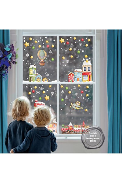 AlyMarkt ملصق غرفة الأطفال للعام الجديد، بالون، قطار، طائرة ومنازل