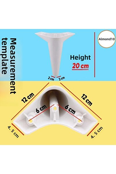 Badem10 Aspen Set of 6 Furniture Tv Unit Armchair Sofa Console Support Leg Feet 20 cm Leg White