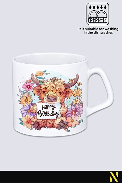 nilizma Happy Birthday Cute Cow Mug Cup Mug 225 ml