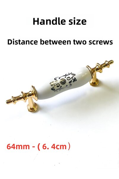 Porcellana Perla Porcelain Metal Furniture Handle Handle Cabinet Drawer Kitchen Child Handle Handle -Asos64Mm- Stk3293