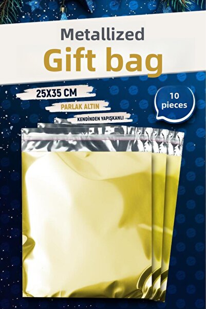 t tuğset etiket Αυτοκόλλητη μεταλλική τσάντα συσκευασίας δώρου 25x35cm Χρυσό ...