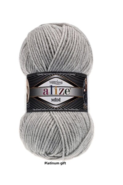 Alize ( 5 Pieces ) Superlana Midi 208 Gray Hand Knitted Threads Vest Cardigan Thread Scarf Sweater Thread