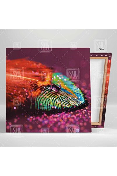 SML TABLO Pictură pătrată pe pânză cu decor animal cu puf roșu cu detalii verzi