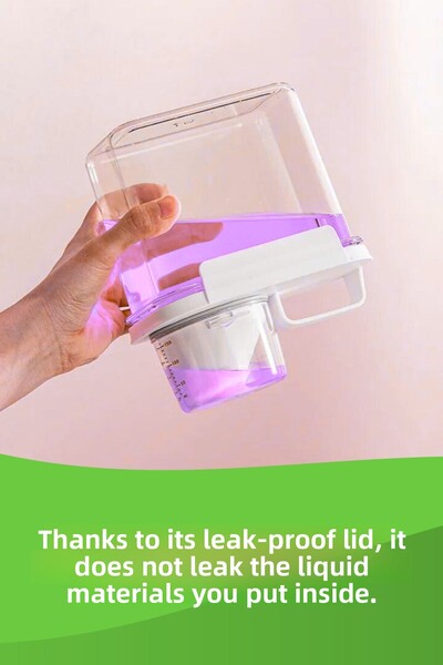 grimorlife 1 Piece Leak Proof Storage Liquid Powder Detergent Food Storage Box - Scale Detergent Box 1100 ml
