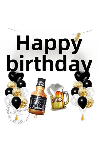 PARTİAVM Happy Birthday Adult Birthday Balloon Set