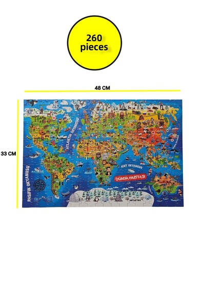 TOYFEST World Culture Map Puzzle Jigsaw - 260 Pieces