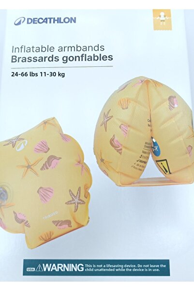 Decathlon كمامات سباحة للأطفال من ناباجي - 11/30 كجم - أصفر فاتح - نمط صدفة البحر