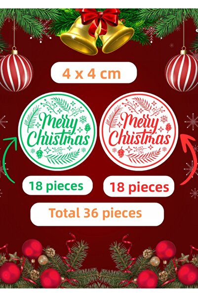anka design Merry Christmas Happy Birthday Coated Sticker (4X4Cm) 36 Pieces -...