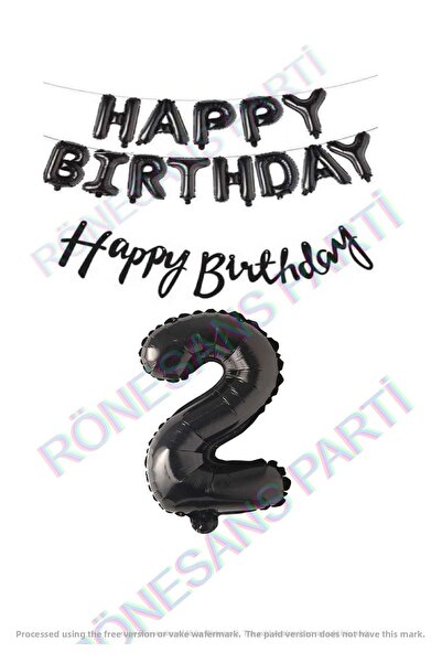 Generic Brand Happy Birthday Black Color Foil Balloon Calligraphy Banner And ...