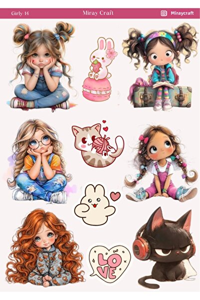 MirayDesign Αυτοκόλλητο με εικονογράφηση anime με θέμα το κορίτσι (12x17 cm) ...