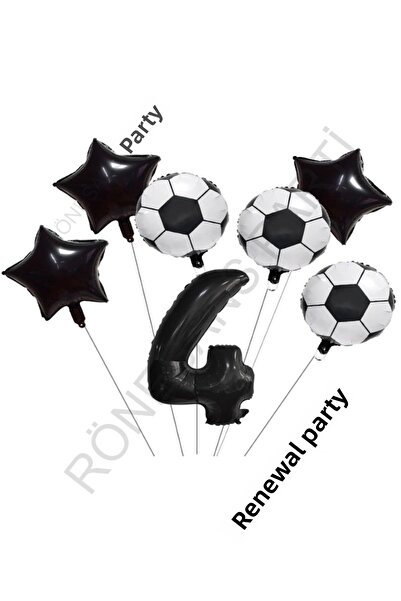 Generic Brand Star Number Football Ball Patterned Foil Balloon Set Age 4