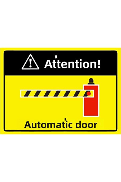 ZiPrinter انتبه! لافتة تحذيرية للباب الأوتوماتيكي PVC A5 مقاس 15x21 سم