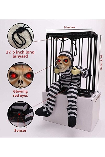 ForWhat Schelet cu craniu cu senzor de sunet mobil de 22x27 cm pentru birou, ...